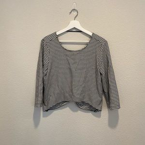 Zara houndstooth open back crop top